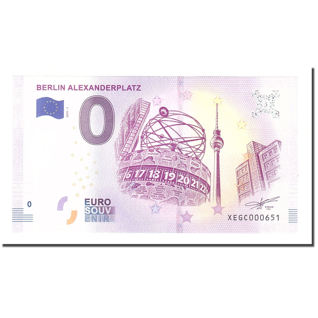 Germany, Tourist Banknote - 0 Euro, Germany - Berlin - Alexanderplatz - Horloge