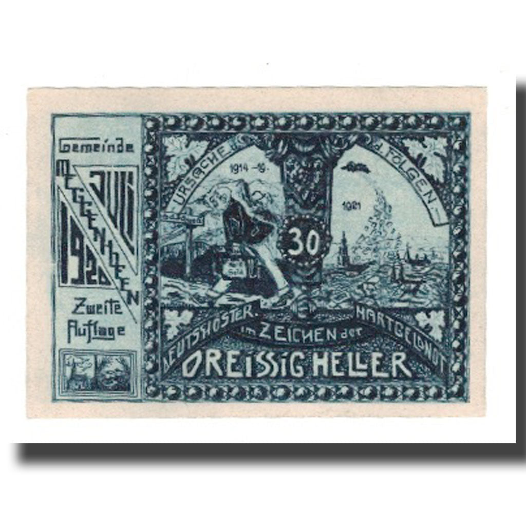 Banknote, Austria, Meggenhofen O.Ö. Gemeinde, 30 Heller, personnage, 1921