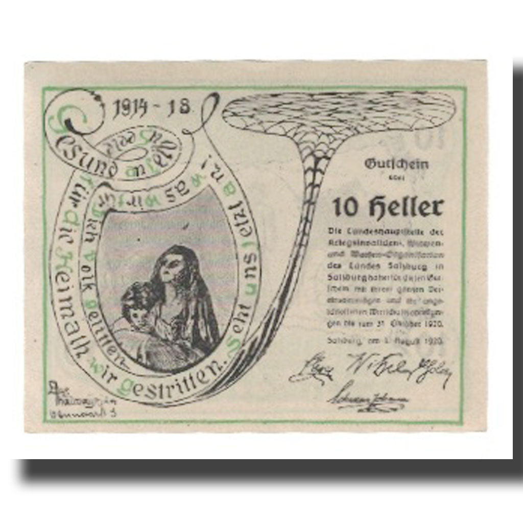 Banknot, Austria, Salzburg, 10 Heller, personnage, 1920, 1920-10-31, AU(55-58)