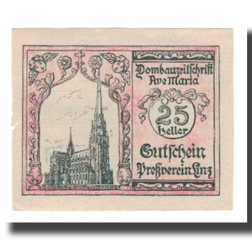 Banknot, Austria, Linz, Prv. Akad. Pressvereins-Buchdruckerei, 25 Heller, texte