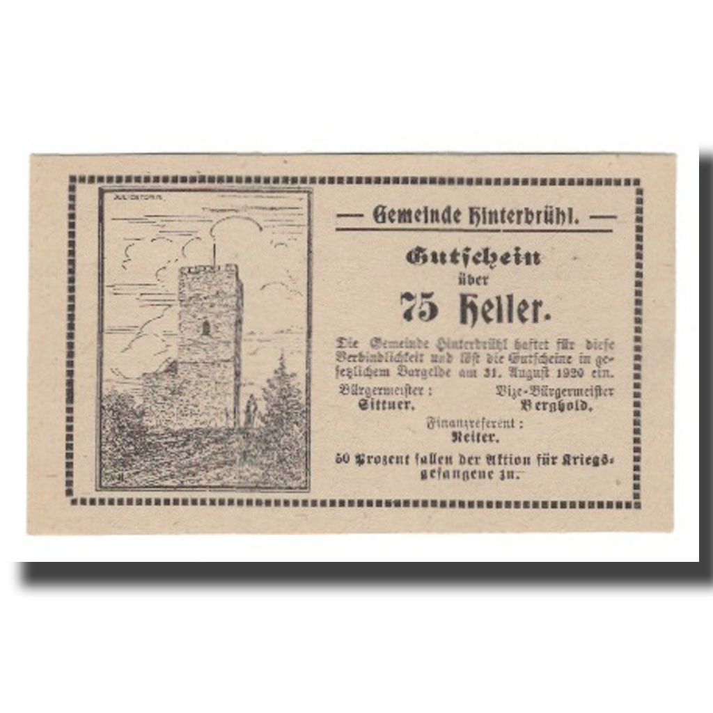 Banknote, Austria, Hinterbrühl N.Ö. Gemeinde, 75 Heller, N.D, 1920