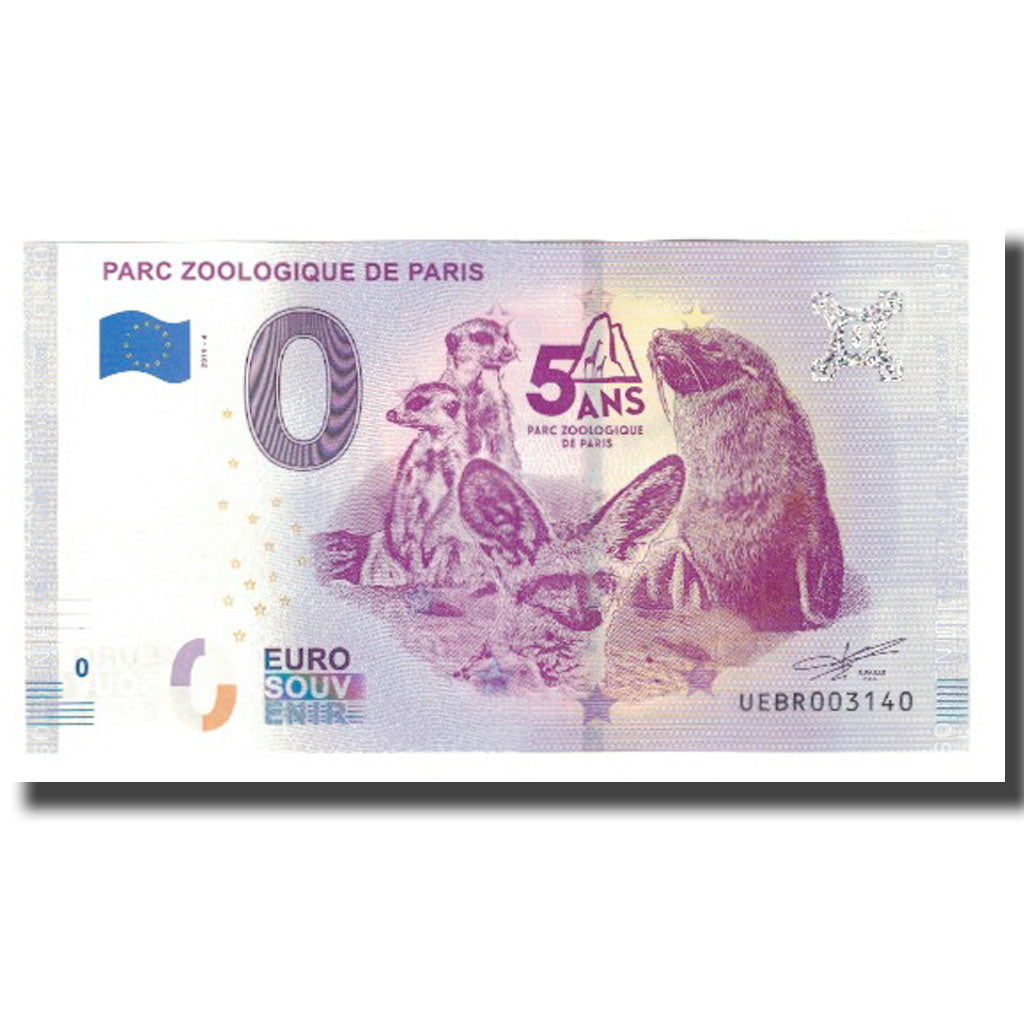 Frankreich, Tourist Banknote - 0 Euro, 75/ Paris - Parc Zoologique de Paris -