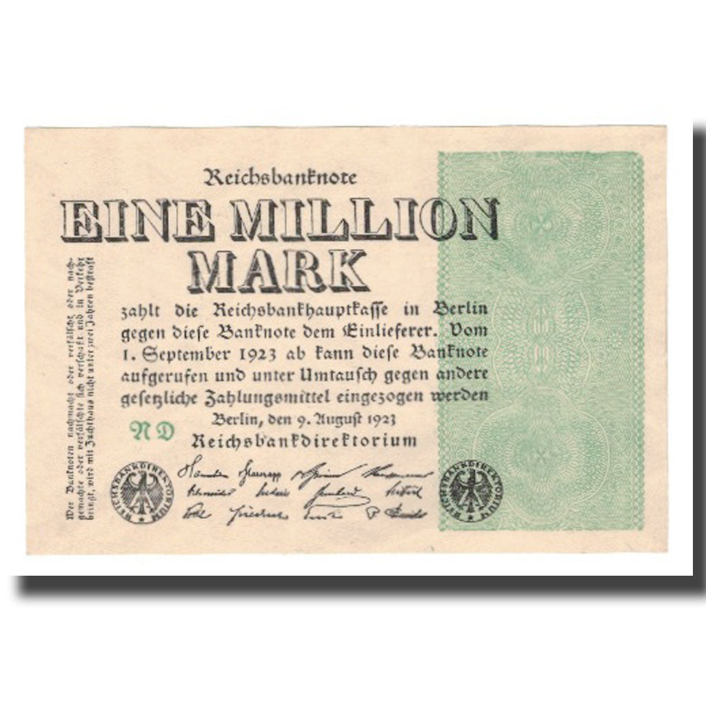 Nota, Alemanha, 1 Million Mark, 1923, 1923-08-09, KM:102a, AU(55-58)