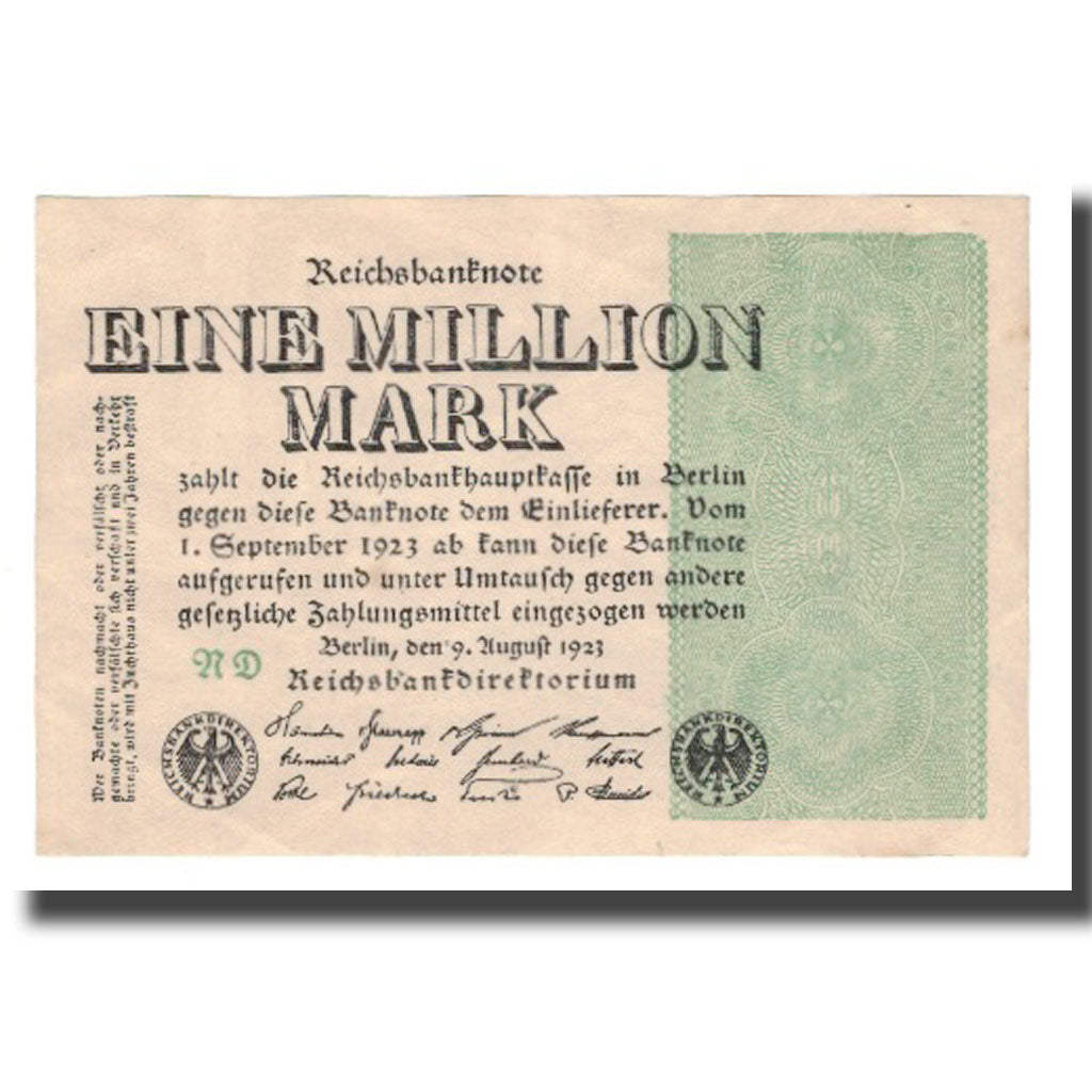 Nota, Alemanha, 1 Million Mark, 1923, 1923-08-09, KM:102a, AU(55-58)