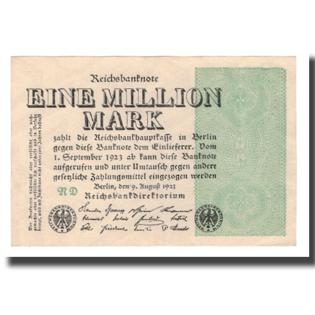 Biljet, Duitsland, 1 Million Mark, 1923, 1923-08-09, KM:102c, SUP