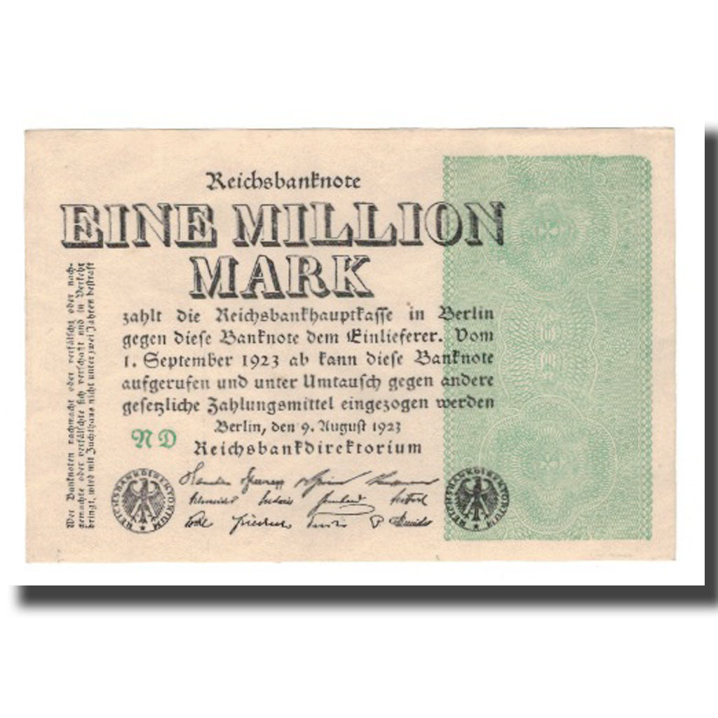 Billete, 1 Million Mark, 1923, Alemania, 1923-08-09, KM:102c, EBC