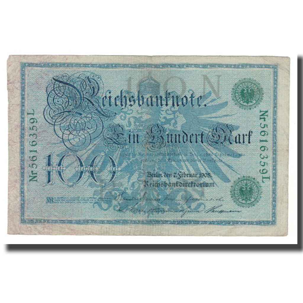 Billete, 100 Mark, 1908, Alemania, 1908-02-07, KM:34, MBC