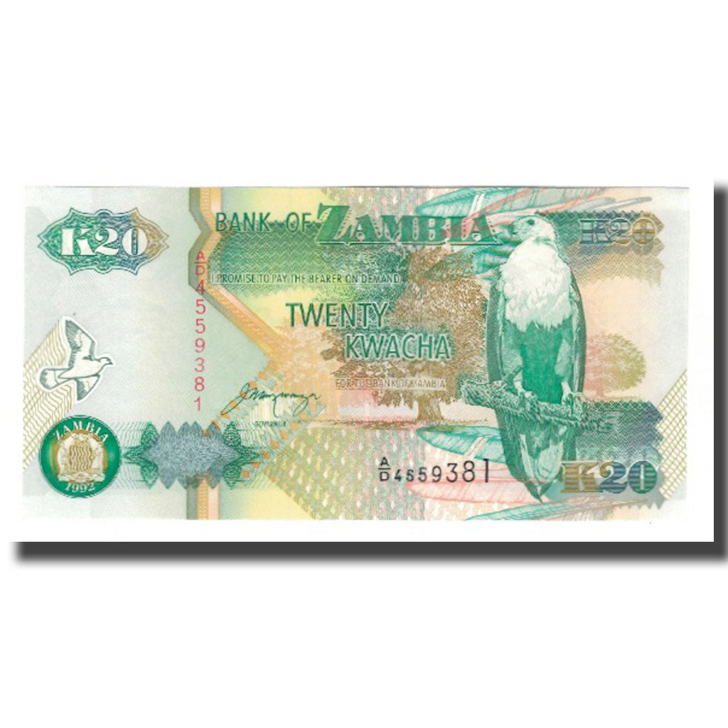 Banknote, Zambia, 20 Kwacha, 1992, KM:36b, UNC(65-70)