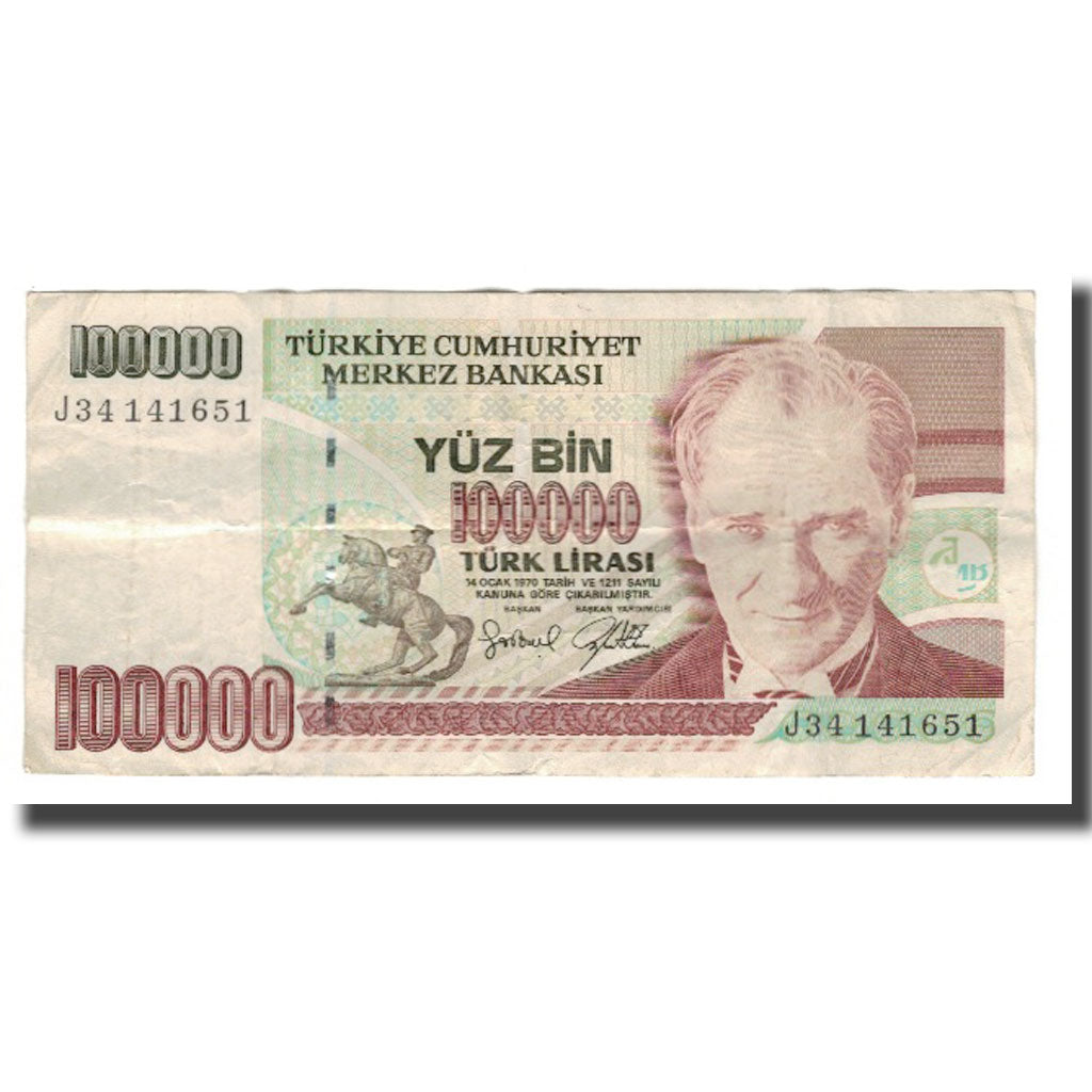 Geldschein, Türkei, 100,000 Lira, L.1970, KM:205, SS