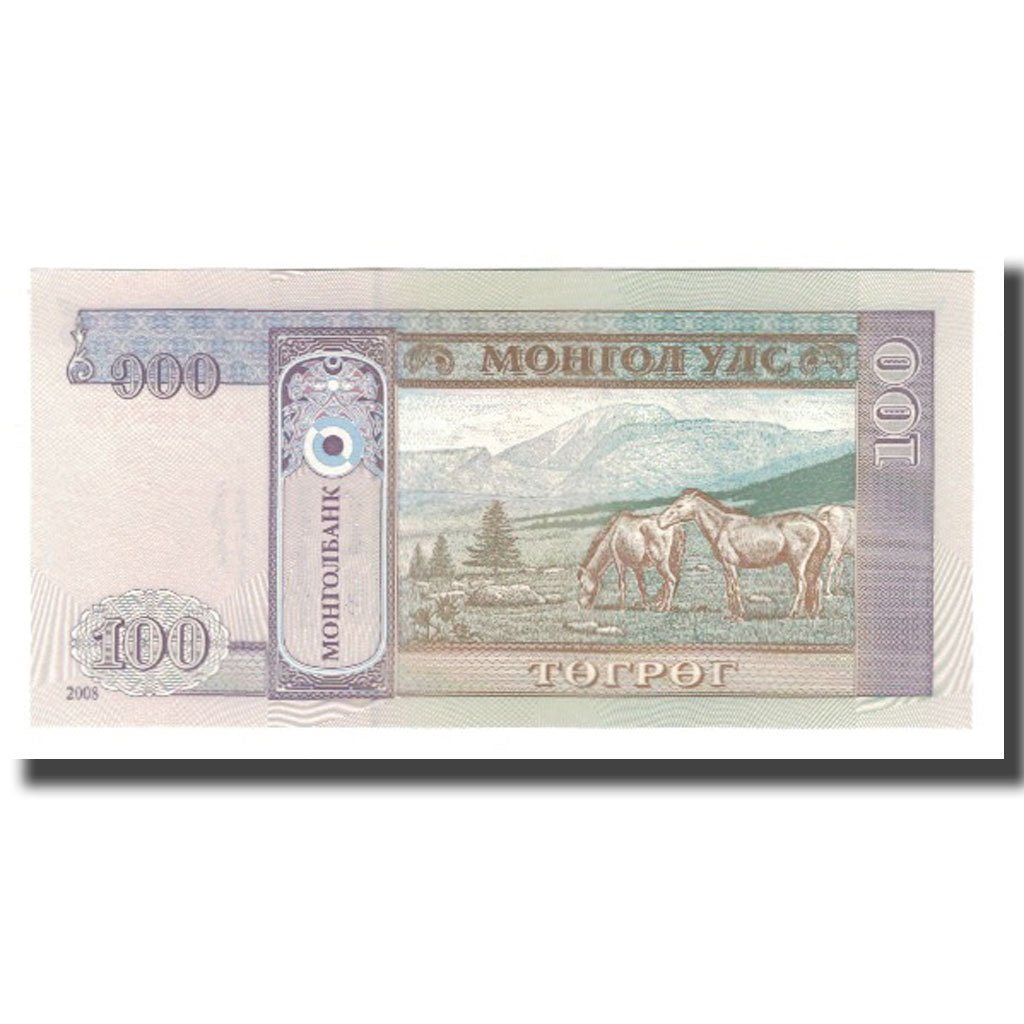 Nota, Mongólia, 100 Tugrik, 2008, KM:65b, UNC(65-70)