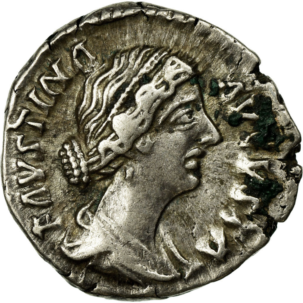 Moneta, Faustina II, Denarius, AU(50-53), Srebro