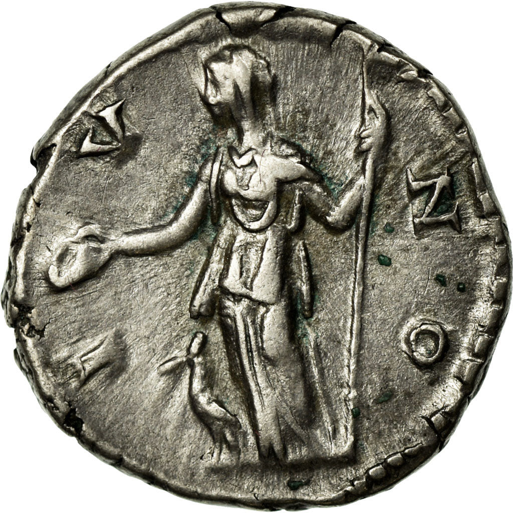 Moneta, Faustina II, Denarius, AU(50-53), Srebro