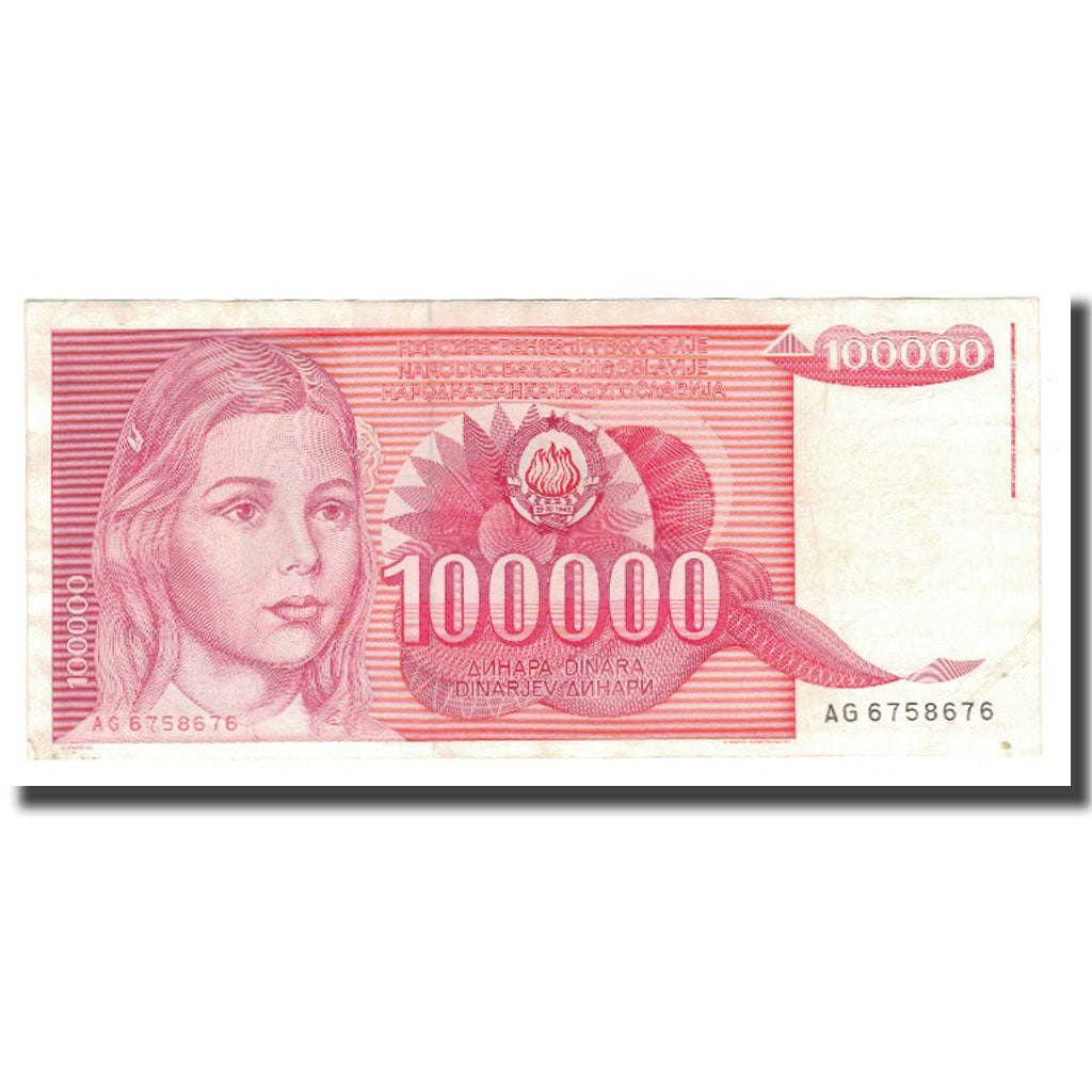 Geldschein, Jugoslawien, 100,000 Dinara, 1989, 1989-05-01, KM:97, SS