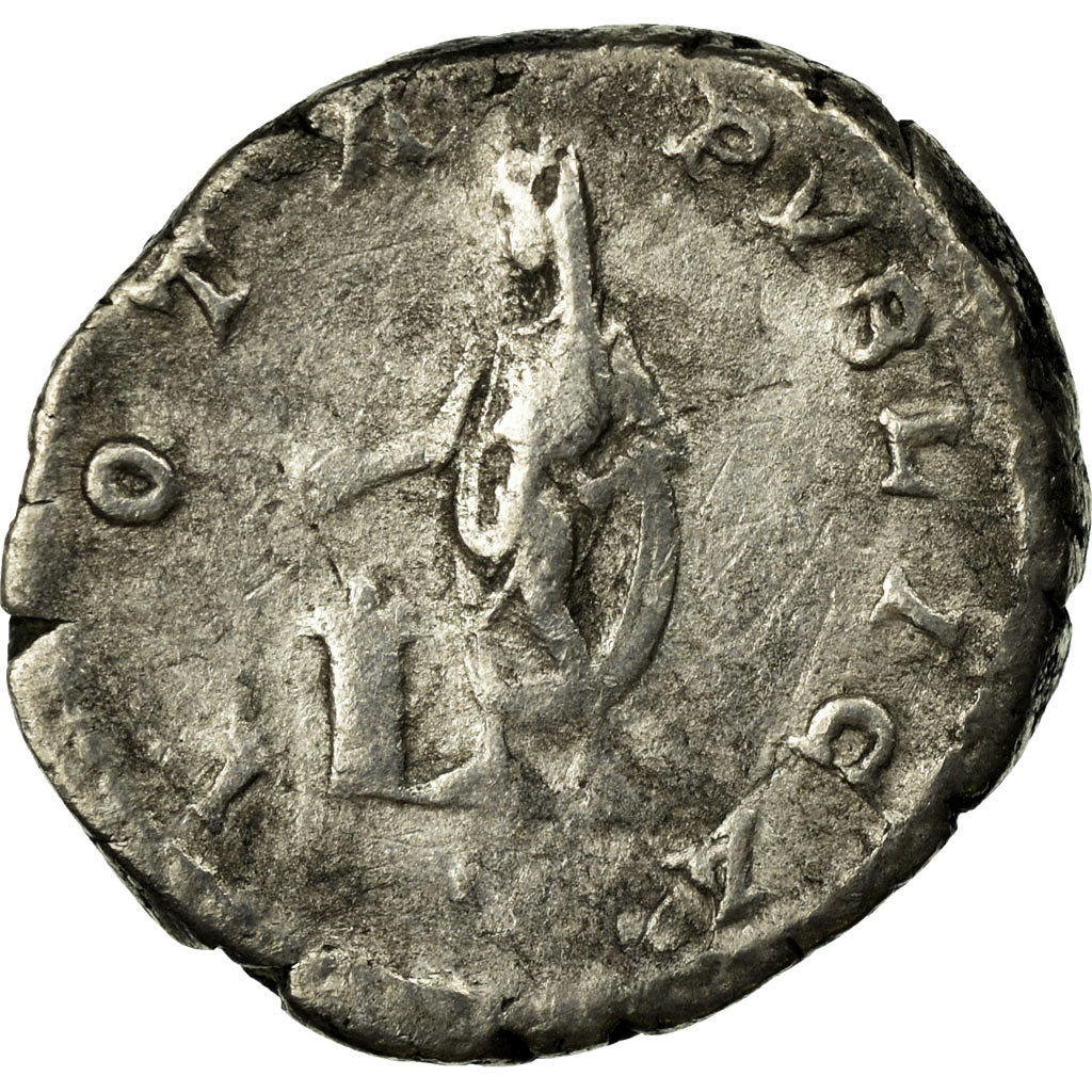 Moneta, Geta, Denarius, VF(30-35), Srebro, Cohen:230