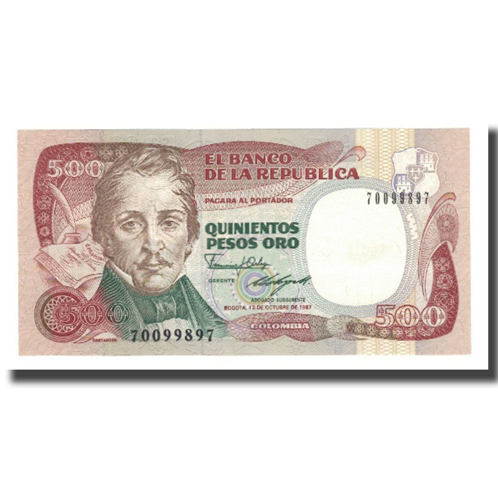 Banknote, Colombia, 500 Pesos Oro, 1987, 1987-10-12, KM:431, UNC(65-70)