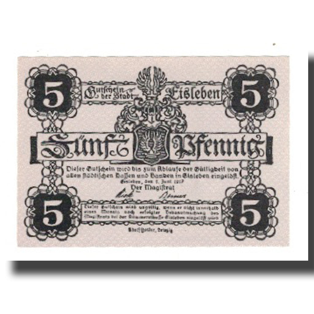 Banconote, Germania, Eisleben Stadt, 5 Pfennig, N.D, 1917, 1917-06-01, FDS