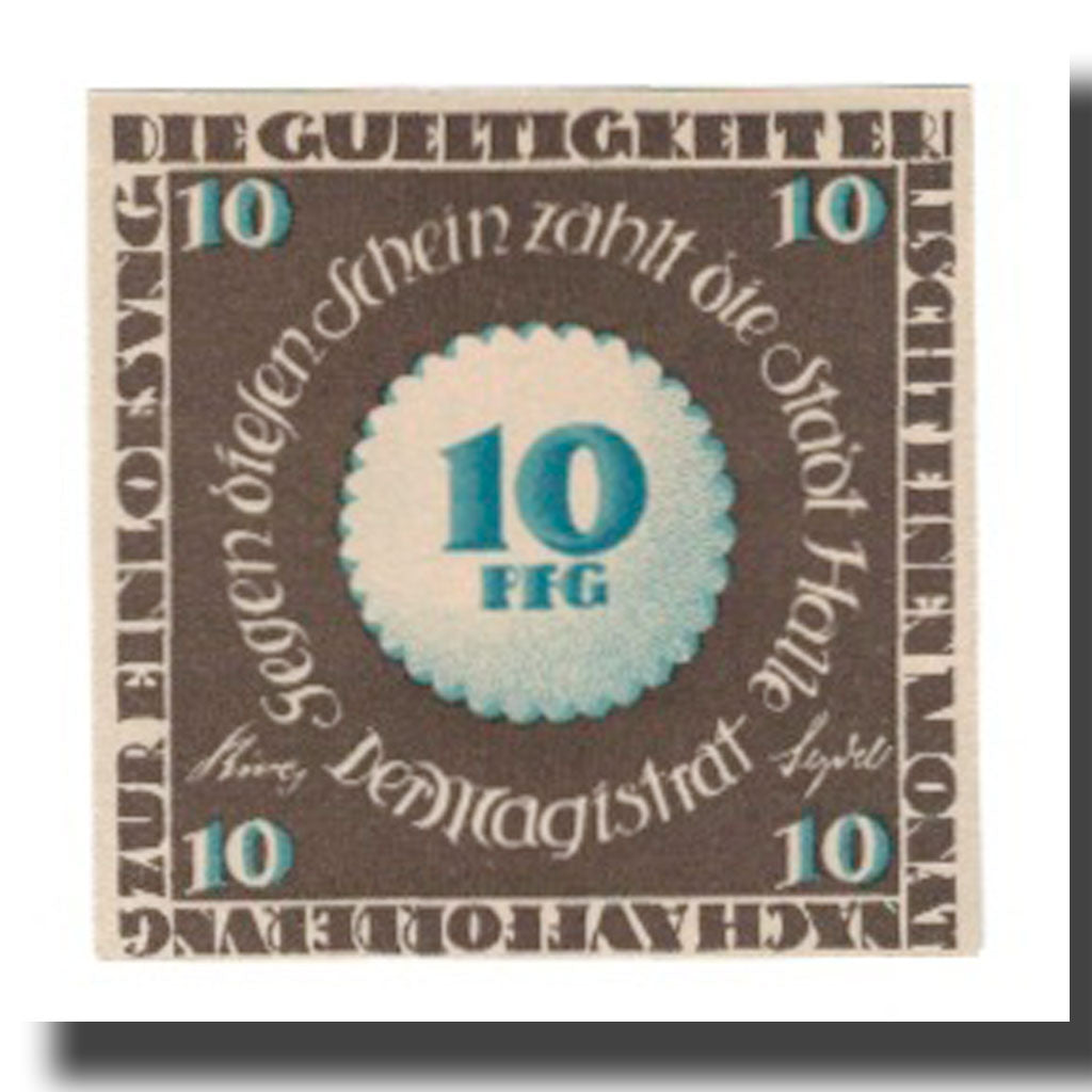 Banconote, Germania, Halle a.d. Saale Stadt, 10 Pfennig, batiment 2, undated