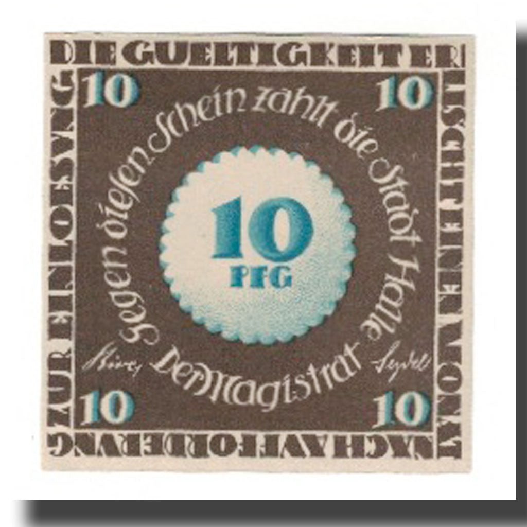 Banknote, Germany, Halle a.d. Saale Stadt, 10 Pfennig, batiment 3, undated