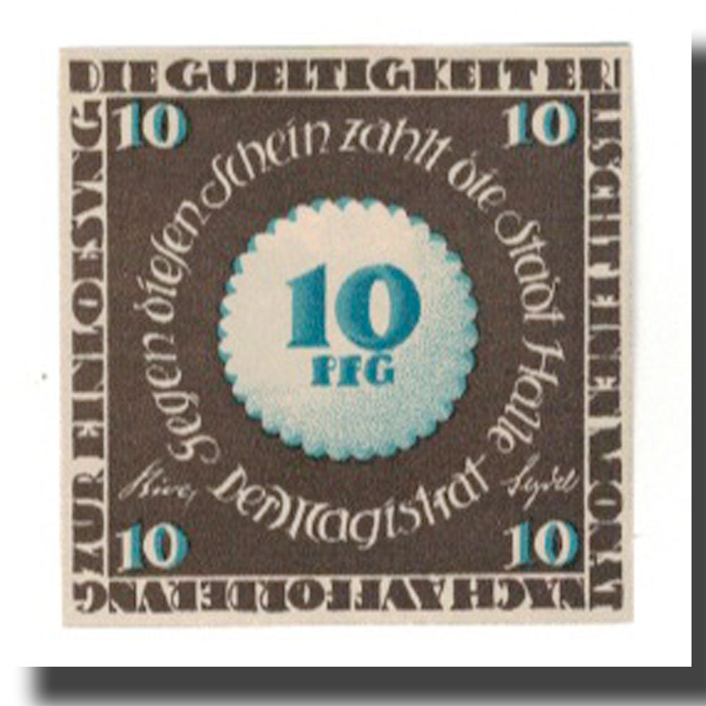 Nota, Alemanha, Halle a.d. Saale Stadt, 10 Pfennig, place, undated (1921)