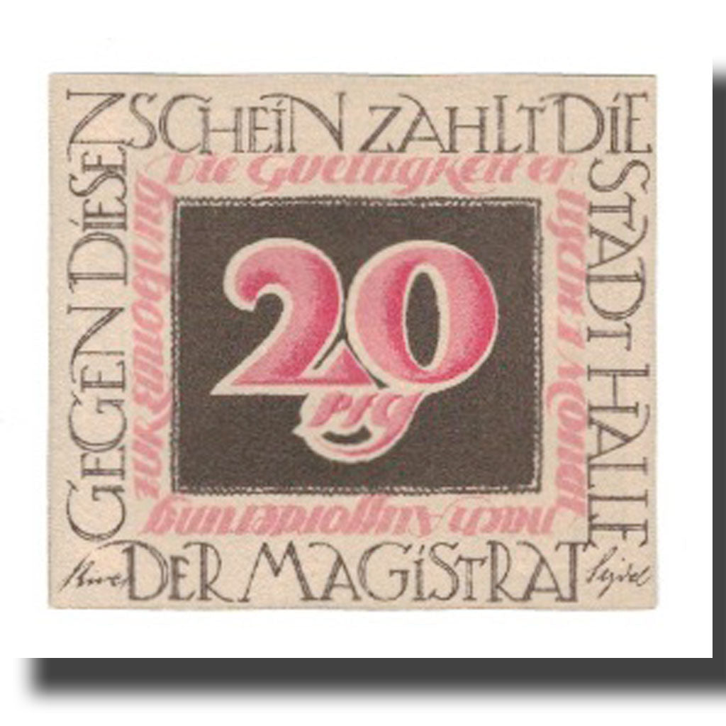 Banconote, Germania, Halle a.d. Saale Stadt, 20 Pfennig, personnage, undated