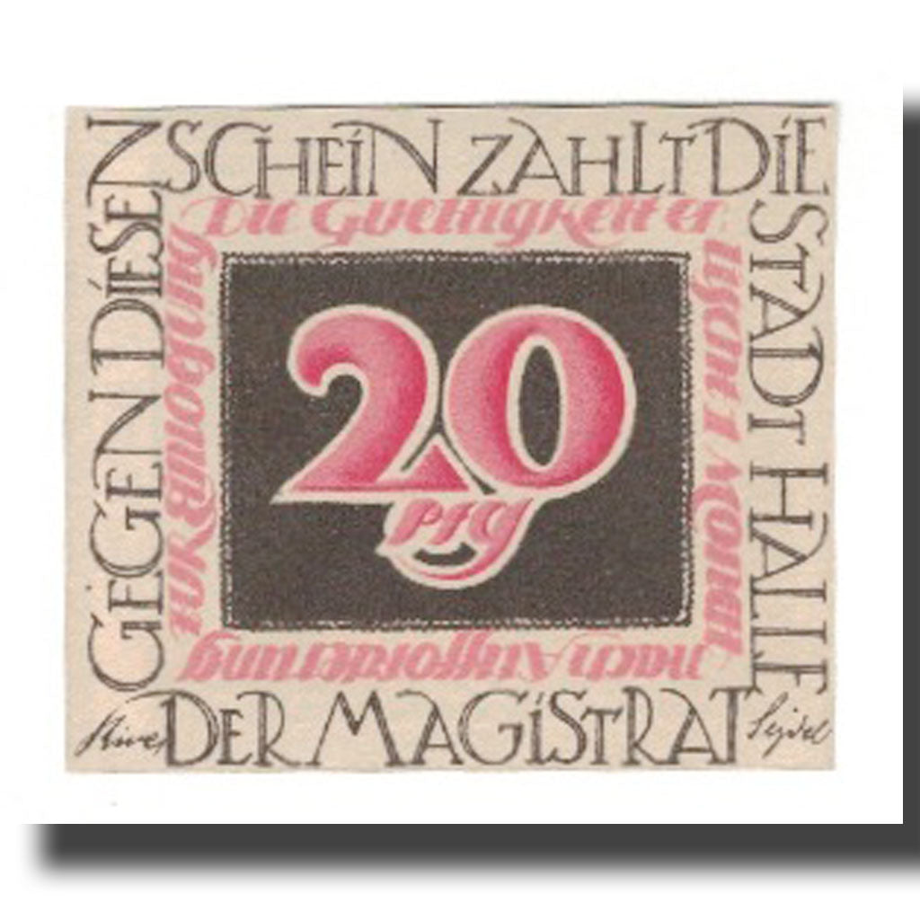 Banknote, Germany, Halle a.d. Saale Stadt, 20 Pfennig, personnage 1, undated