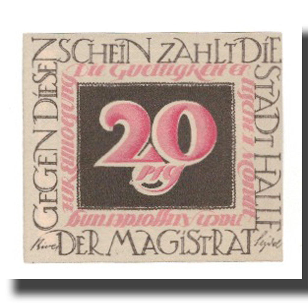 Banknote, Germany, Halle a.d. Saale Stadt, 20 Pfennig, personnage 2, undated