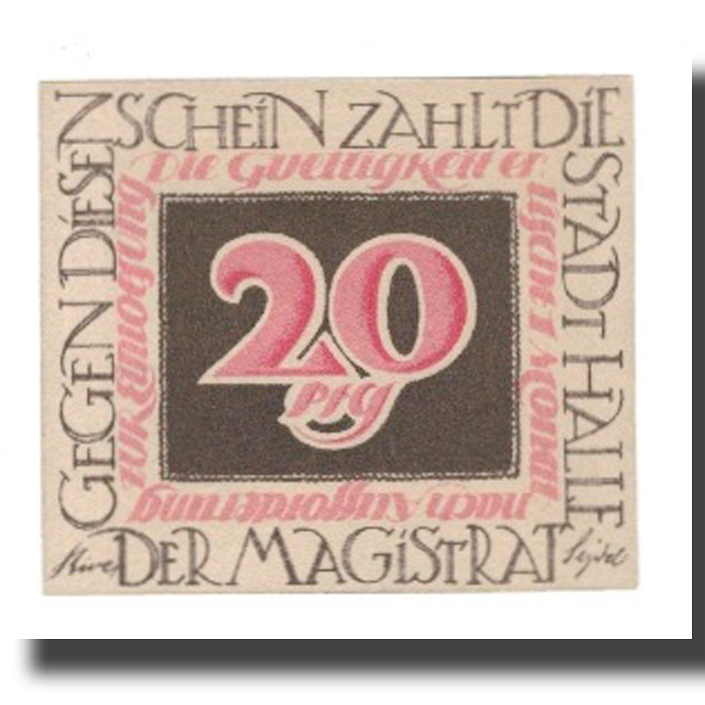 Banconote, Germania, Halle a.d. Saale Stadt, 20 Pfennig, personnage 3, undated
