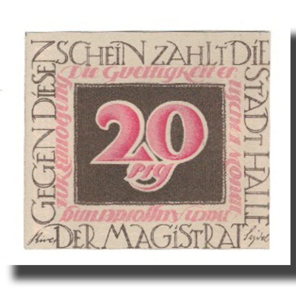Banconote, Germania, Halle a.d. Saale Stadt, 20 Pfennig, personnage 4, undated
