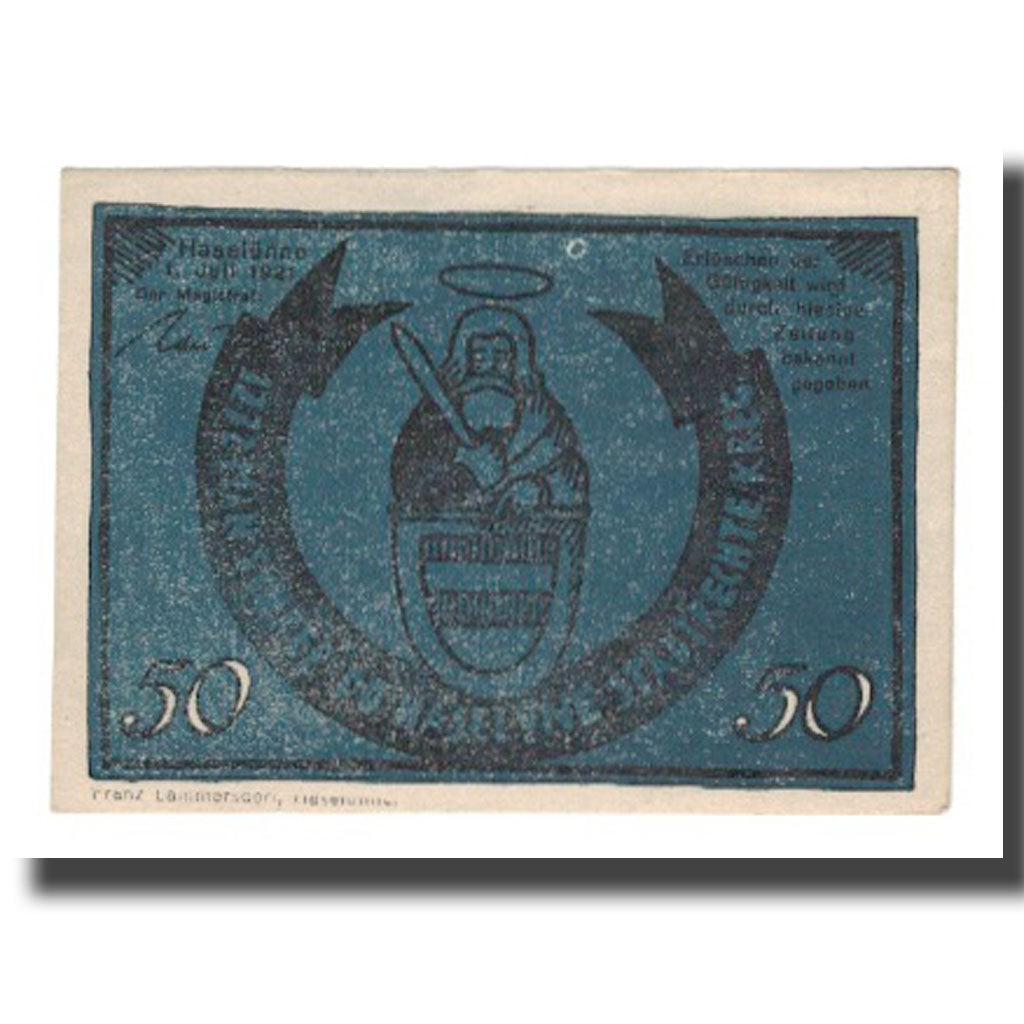 Banknote, Germany, Haselünne Stadt, 50 Pfennig, personnage 1, 1921, 1921-07-01