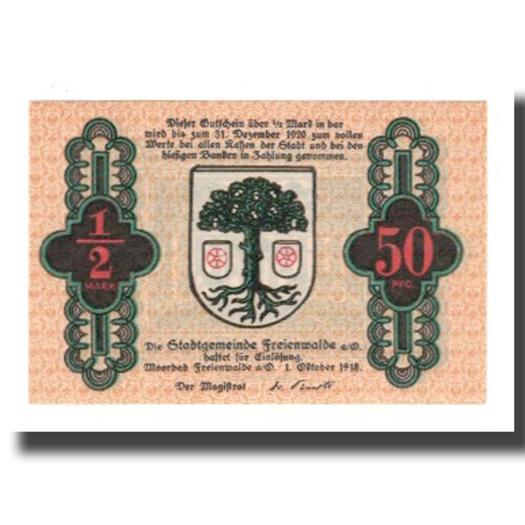 Banknote, Germany, Freienwalde a. Oder Stadt, 50 Pfennig, batiment 2, 1920