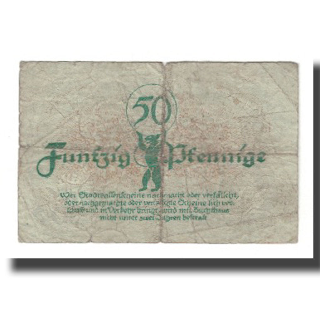 Banconote, Germania, Berlin Stadt, 50 Pfennig, valeur faciale, 1919, 1919-02-01
