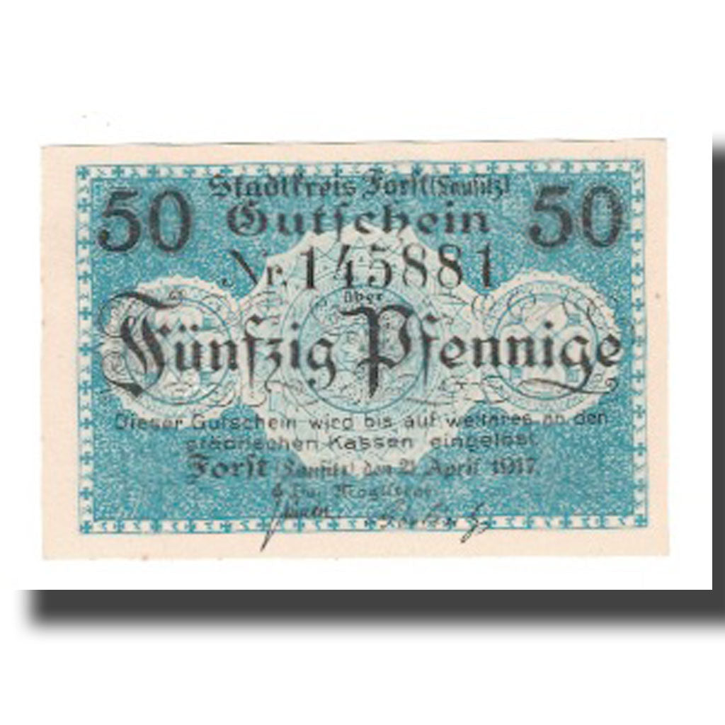 Banconote, Germania, Forst Stadt, 50 Pfennig, Blason, 1919, 1919-02-01, SPL-