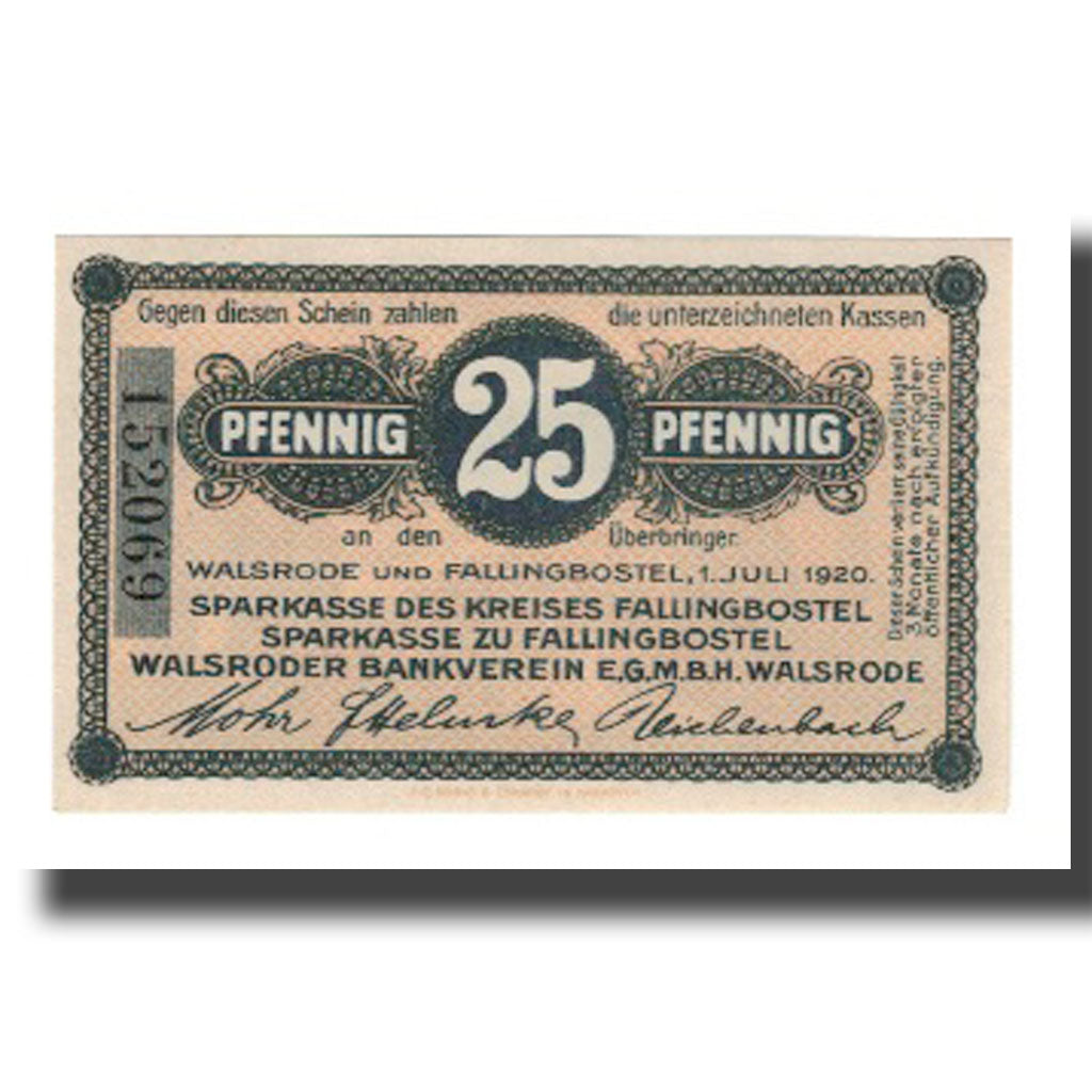 Banconote, Germania, Fallingbostel und Walsrode Sparkassen und Vereine, 25