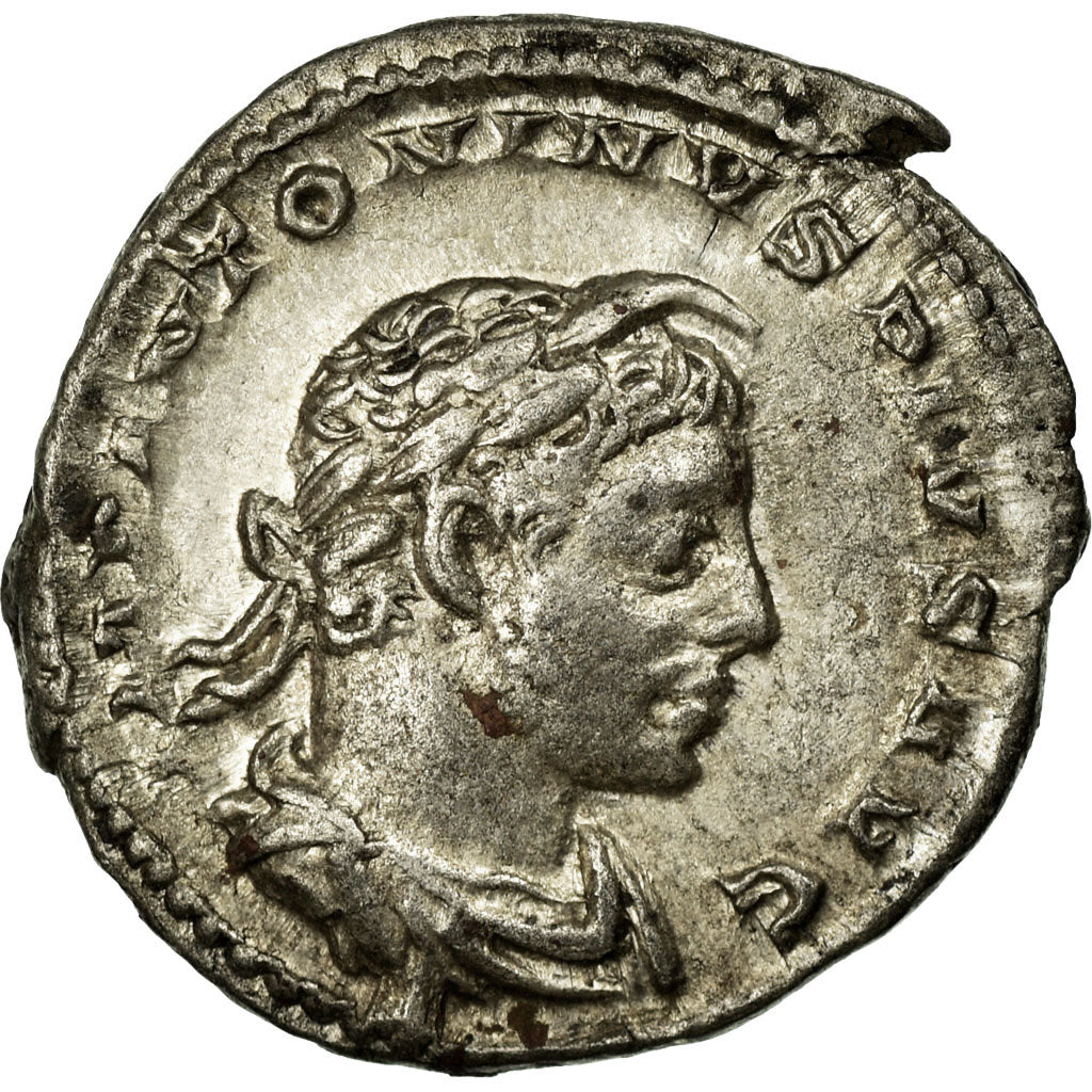 Moneta, Elagabalus, Denarius, AU(50-53), Srebro, Cohen:59