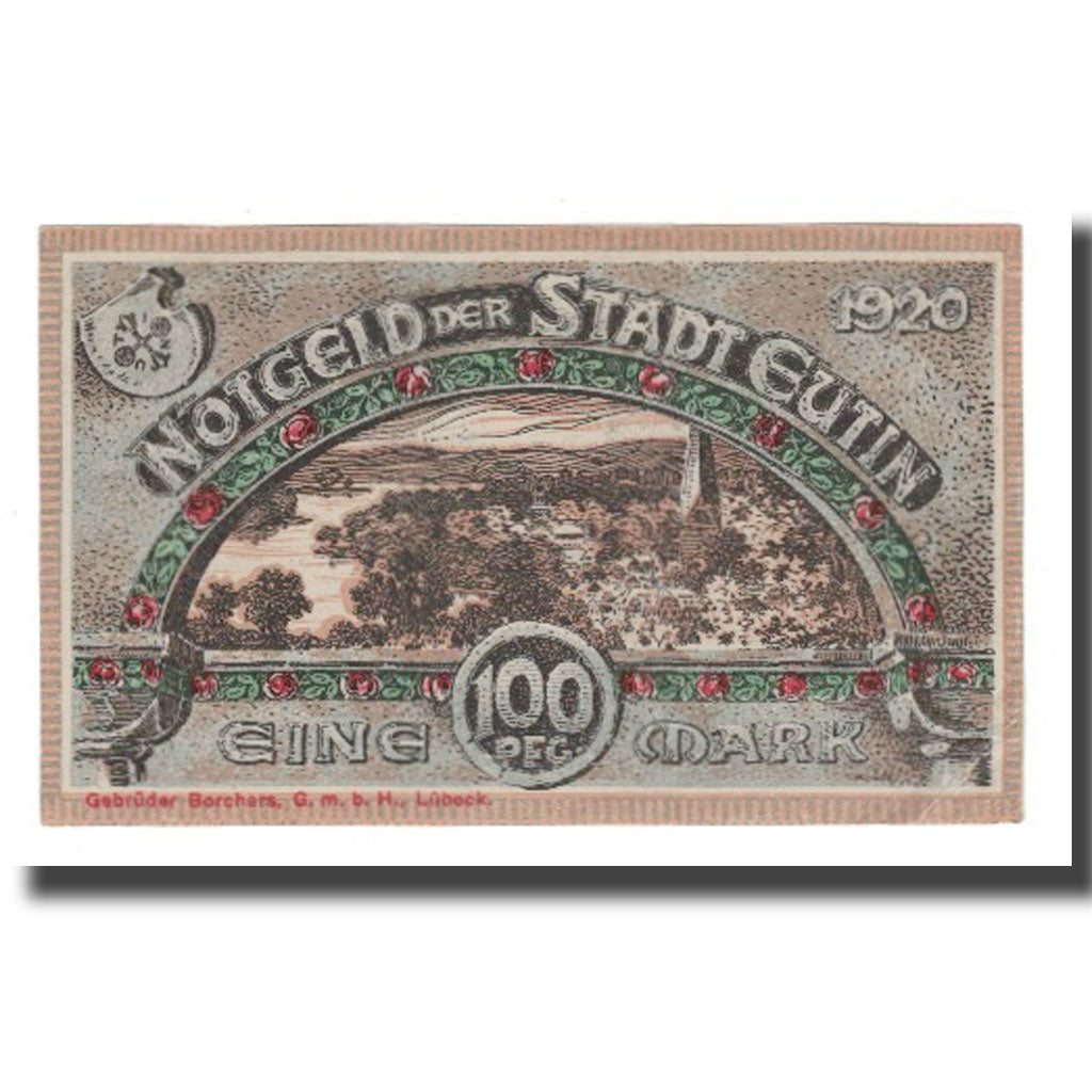 Geldschein, Deutschland, Eutin Stadt, 100 Pfennig, paysage 1, 1920, VZ