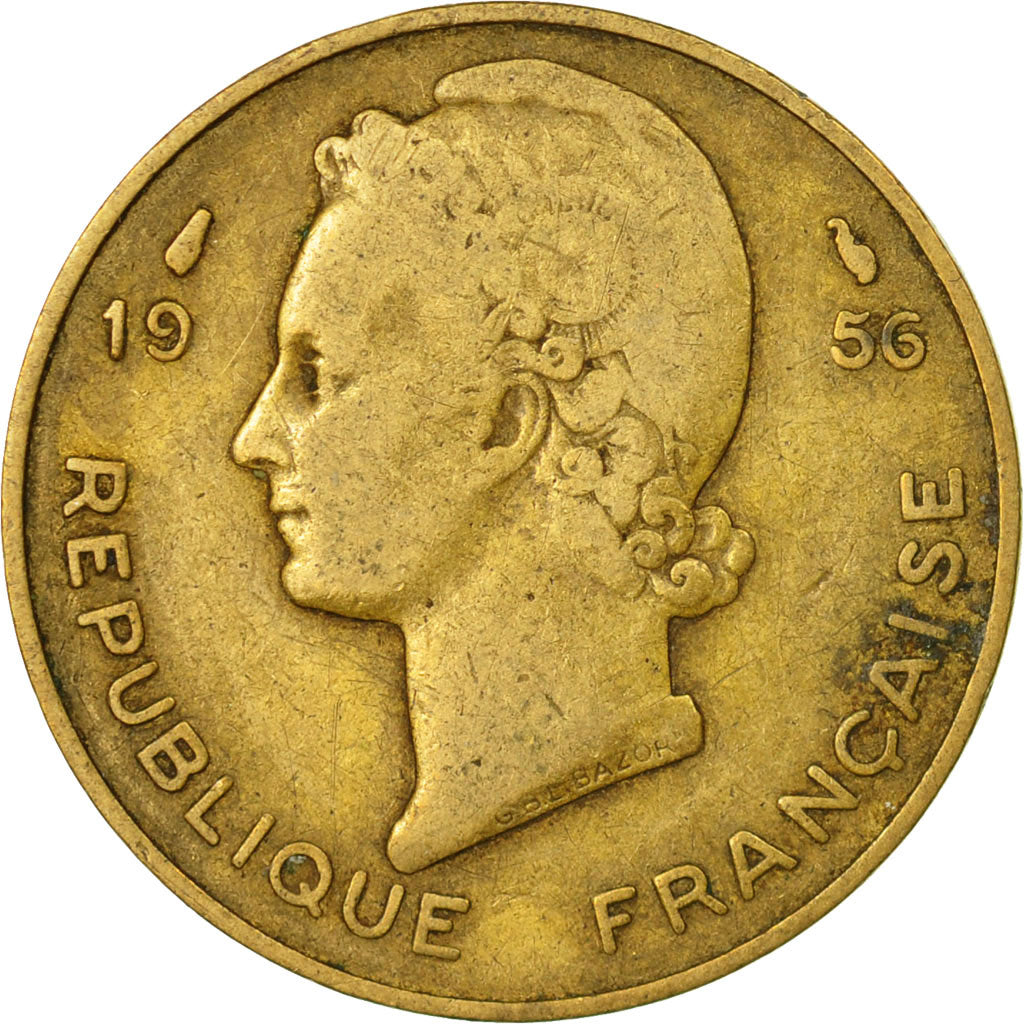 Coin, French West Africa, 10 Francs, 1956, Paris, VF(20-25), Aluminum-Bronze