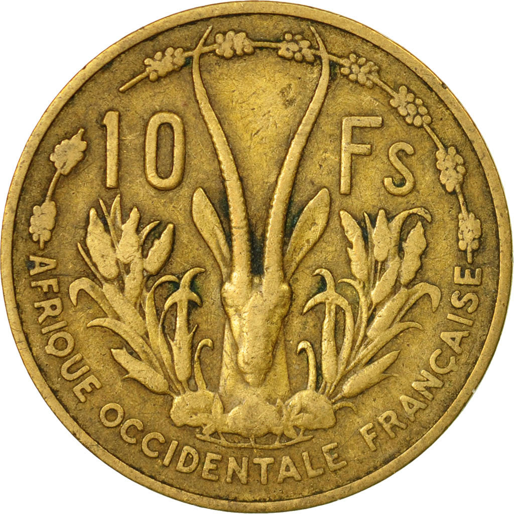 Coin, French West Africa, 10 Francs, 1956, Paris, VF(20-25), Aluminum-Bronze