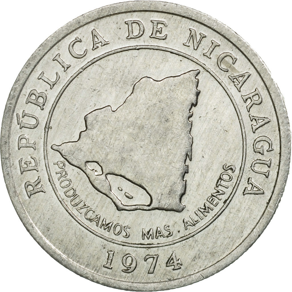 Munten, Nicaragua, 10 Centavos, 1974, ZF, Aluminium, KM:29