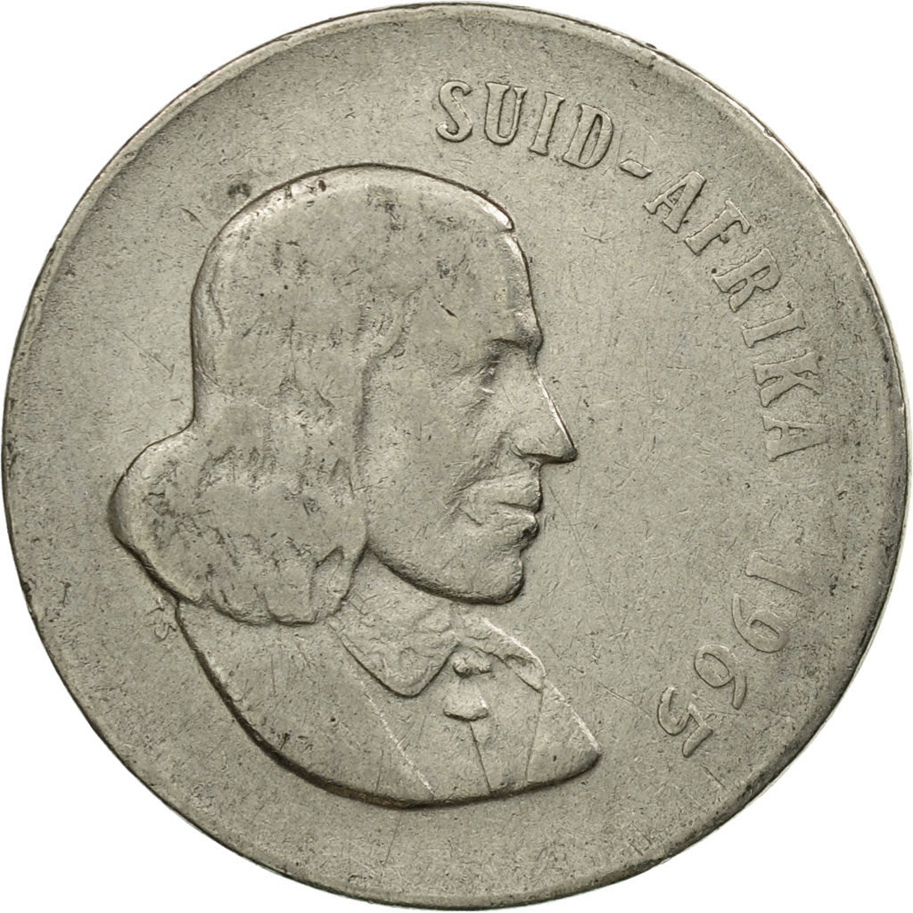 Moneda, Sudáfrica, 20 Cents, 1965, BC+, Níquel, KM:69.2