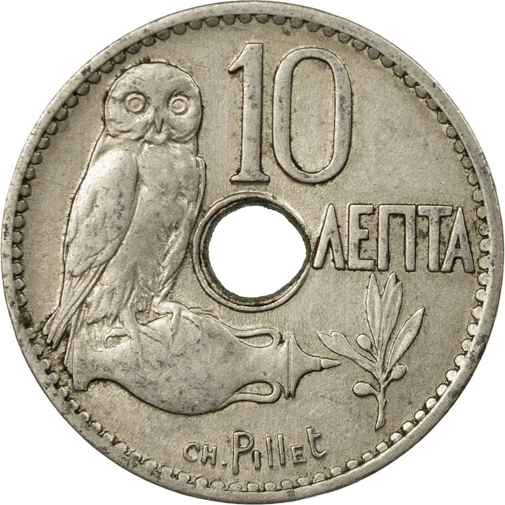 Coin, Greece, George I, 10 Lepta, 1912, VF(30-35), Nickel, KM:63