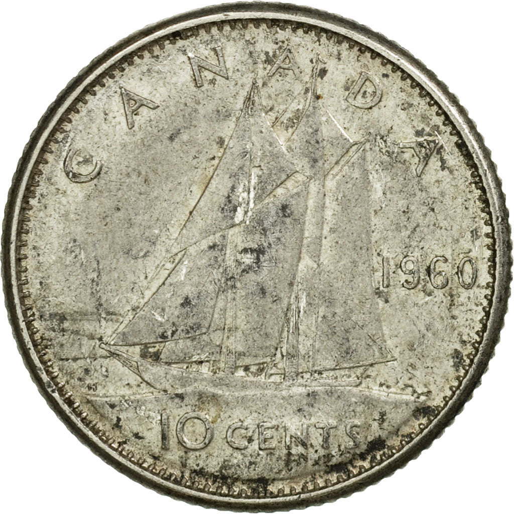 Coin, Canada, Elizabeth II, 10 Cents, 1960, Royal Canadian Mint, Ottawa