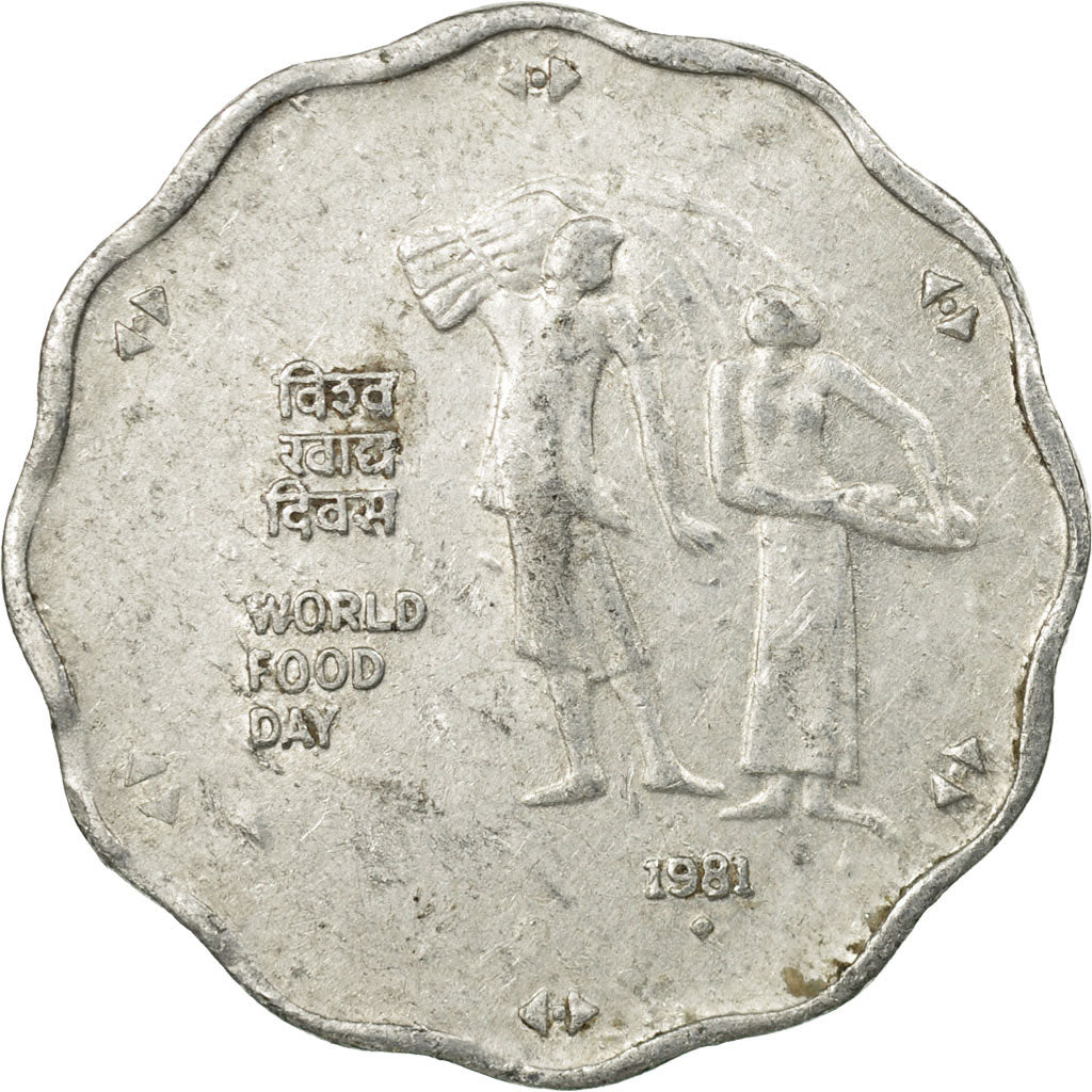 Moneda, INDIA-REPÚBLICA, 10 Paise, 1981, BC+, Aluminio, KM:36