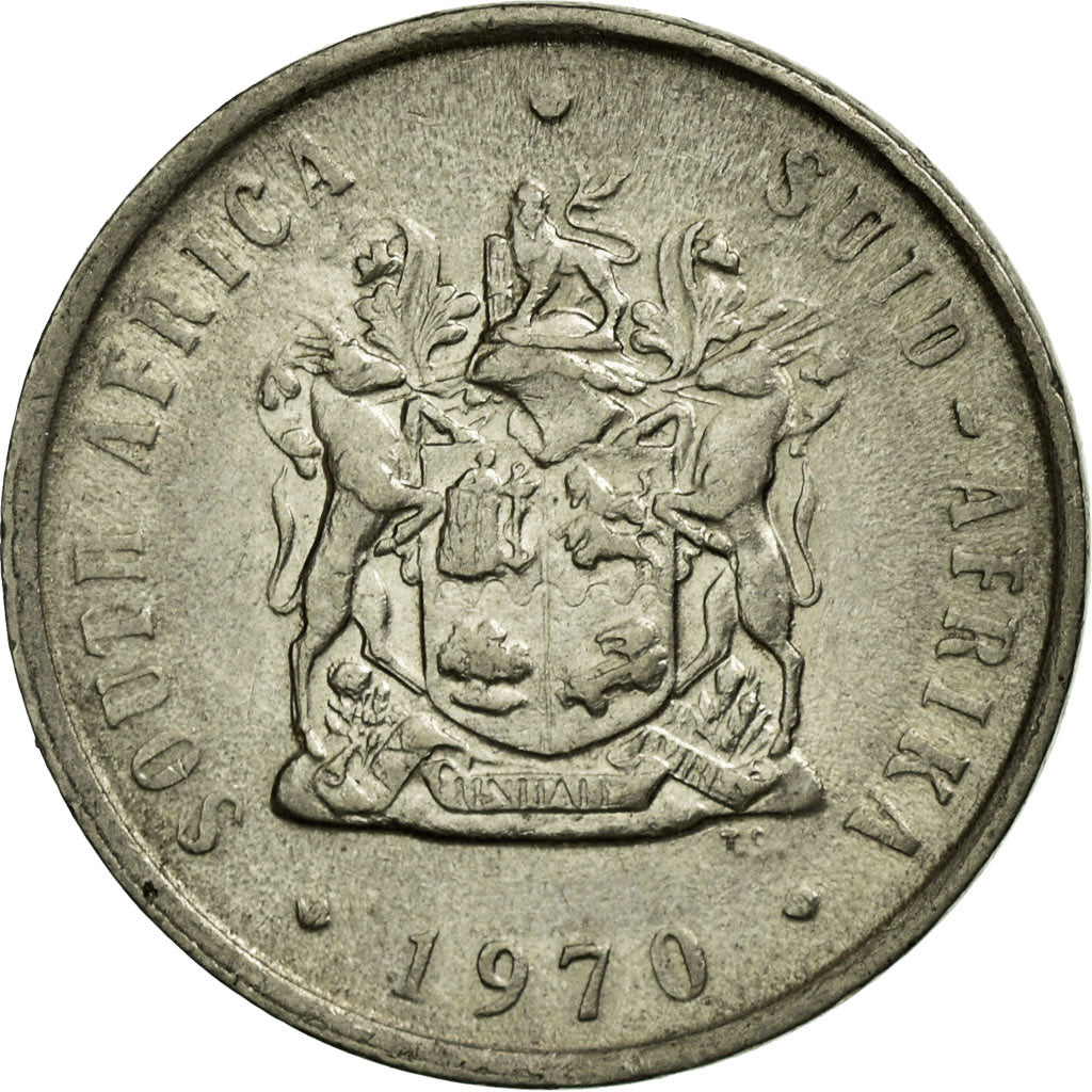 Coin, South Africa, 10 Cents, 1970, VF(30-35), Nickel, KM:85