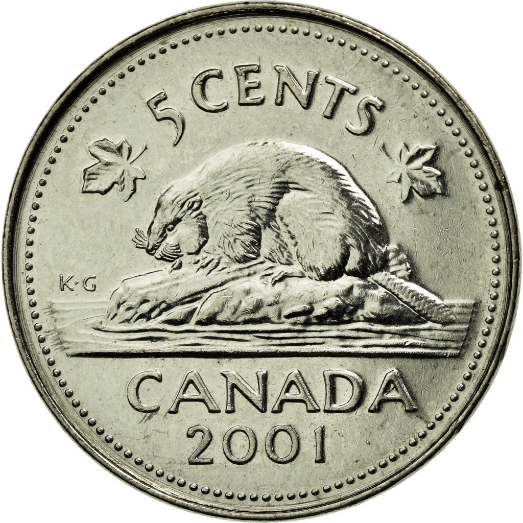 Coin, Canada, Elizabeth II, 5 Cents, 2001, Royal Canadian Mint, Ottawa