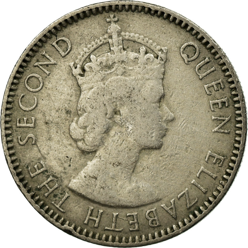 Moneda, Mauricio, Elizabeth II, 1/4 Rupee, 1960, MBC, Cobre - níquel, KM:36
