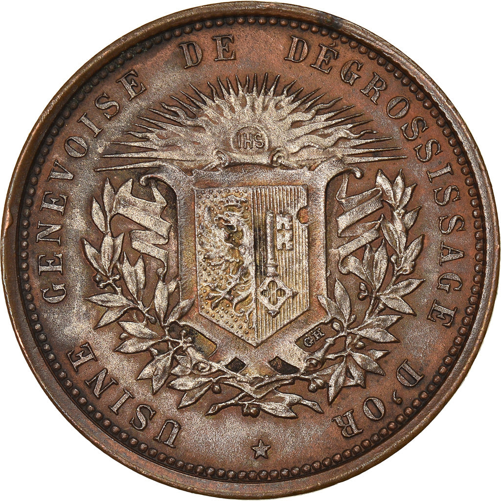 Suiza, medalla, Exposition Nationale Suisse de Genève, 1896, Hantz, MBC+, Cobre