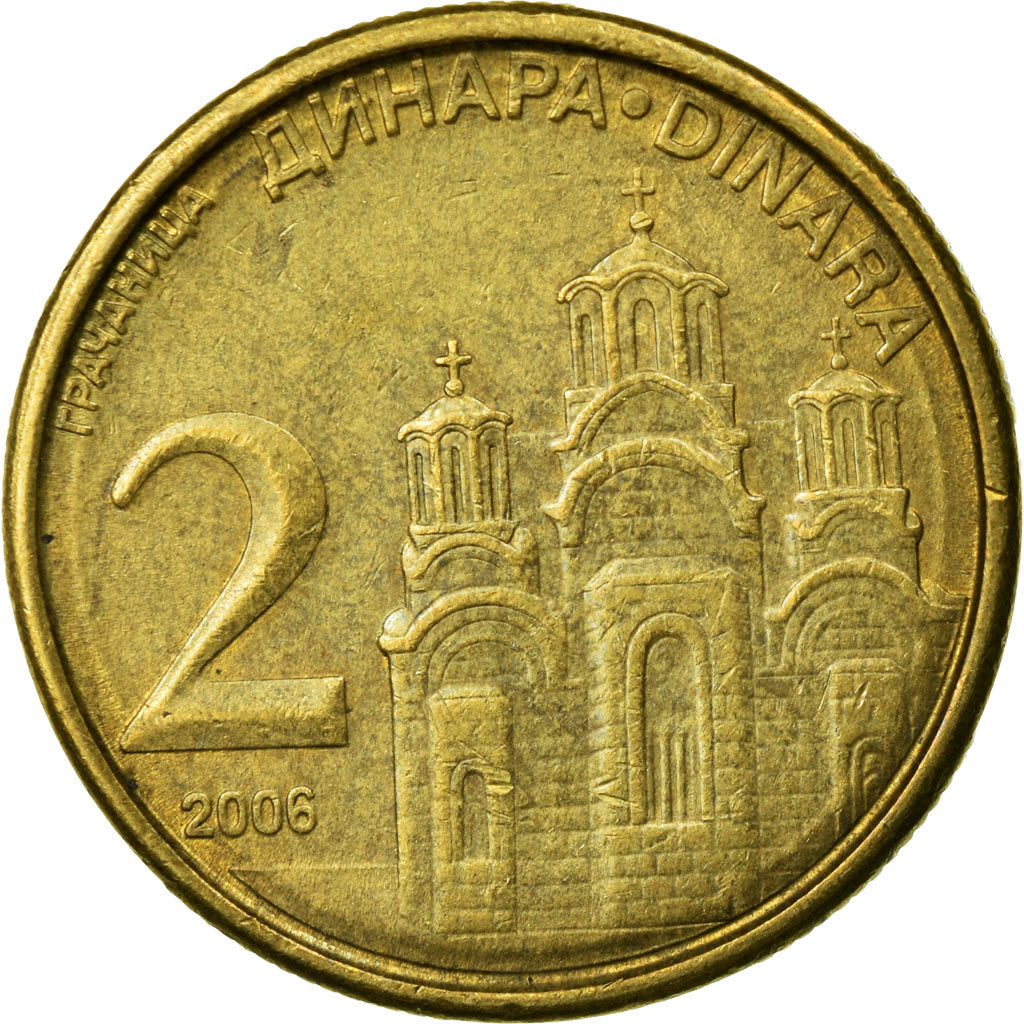 Coin, Serbia, 2 Dinara, 2006, VF(30-35), Nickel-brass, KM:46