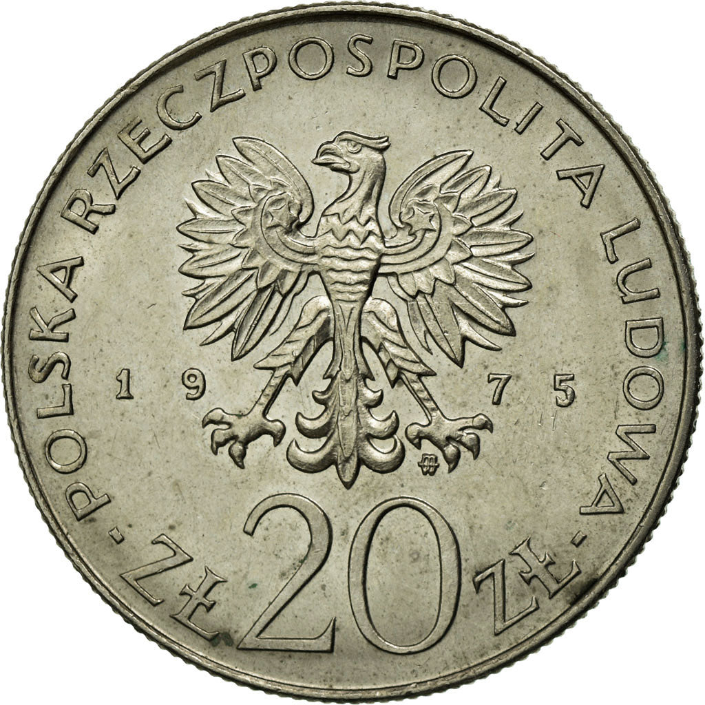Münze, Polen, 20 Zlotych, 1975, Warsaw, SS, Copper-nickel, KM:75