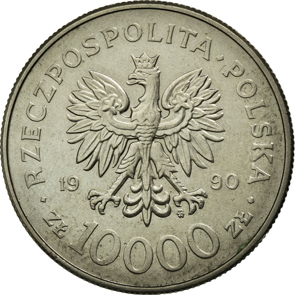 Münze, Polen, 10000 Zlotych, 1990, Warsaw, SS, Copper-nickel, KM:195
