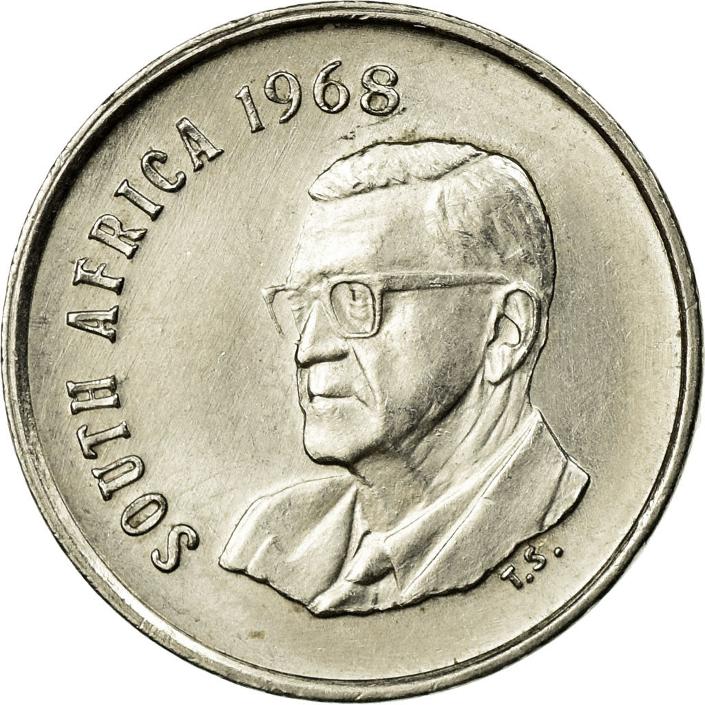 Coin, South Africa, 5 Cents, 1968, EF(40-45), Nickel, KM:76.1